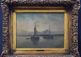Romain Steppe, Marina Con Veleros, óleo sobre tela
