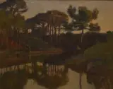 Eric Norselius, Paisaje Fluvial, óleo sobre tela