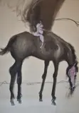 Felix Angel, Caballo Y Jinete, técnica mixta sobre papel