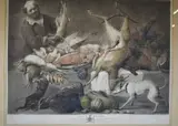 Richard Earlom, The Larder, grabado a la mezzotinta tomado de una pintura de Martin de Vos