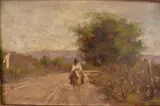 Jinete En El Camino by Carlos de la Torre, óleo sobre cartón, offered Nov 2022