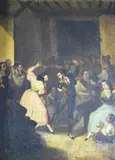 Baile Sevillano by Andrés Cortés y Aguilar, óleo sobre tela, offered Nov 2022