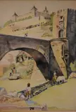 Rafael Cayol, Personajes Bajo El Puente, acuarela