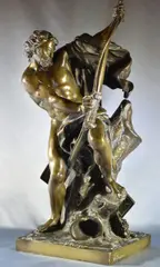 Ulysse Bandant Son Arc by Jacques Bousseau, escultura de bronce patinado y dorado, offered Nov 2022