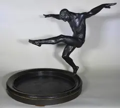 Eugene Desire Piron, Fauno Danzante, escultura de bronce patinado