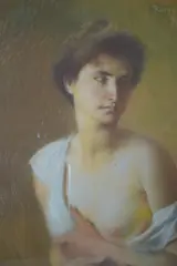 Paul-Albert Besnard, Mujer Con Torso Descubierto, pastel sobre papel