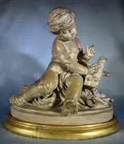 Niño Con Paloma by Jean-Baptiste Pigalle, escultura de terracota, offered Nov 2022