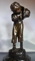 Antoine Bofill, Niño Prendiendo Un Cigarro, escultura de bronce patinado