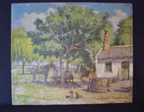 Fausto Eliseo Coppini, Paisanos Junto Al Rancho, óleo sobre tela pegada sobre tabla