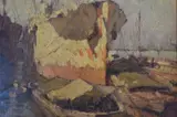 Oscar Vaz, Amarradero, óleo sobre tabla