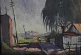Niños Junto A Las Vias Del Tren by Domingo Tellechea, óleo sobre hardboard, offered Jun 2022