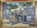 Manuel Vidal Barros, La Feria De Mi Barrio, óleo sobre tela