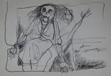 Ernesto Deira, Esperando El Tiempo, dibujo a la tinta