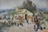 Escena De Un Meson by Domingo Muñoz Cuesta, óleo sobre tela, offered Jun 2022