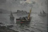 Paisajes Costeros Con Barcos by Giovanni Pagliarini, óleos sobre tabla, offered Jun 2022