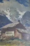 Cesare Tallone, Paisaje Montañoso Con Casa