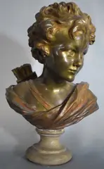 Agathon Léonard, Buste De Jeune Homme Au Carquois De Fleches, escultura de bronce