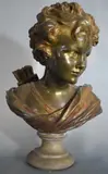 Agathon Léonard, Buste De Jeune Homme Au Carquois De Fleches, escultura de bronce