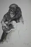 Guitarreando by Roberto Gonzalez, tinta y aguada, offered Jun 2022
