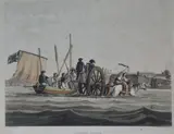 Emeric Essex Vidal, MARKET PLACE y LANDING PLACE, grabados en colores publicados en Londres en 1820 por R