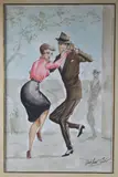 Sigfredo Pastor, Bailarines De Tango, acuarela sobre papel