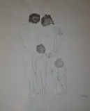 Josefina Robirosa, Familia, dibujo a la tinta y aguada
