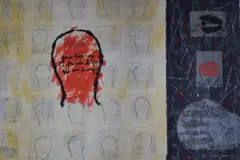 Peter Griffin, Que Solo Soy La Frente De Los Que Van Conmigo, técnica mixta y collage sobre papel
