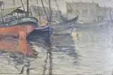 Barcos by Eduardo Induni, óleo sobre cartón, offered Nov 2021