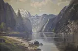 Albert Blaetter, Paisaje Lacustre, óleo sobre tela
