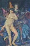 Carnaval Con Desnudo by Raul Guillermo Podesta, témpera sobre papel, offered Nov 2021