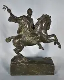 San Martin De Tours by Giannino Castiglioni, escultura de bronce con pátina verde, offered Nov 2021