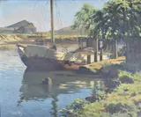 Oscar Antonio Vaz, Mañana En El Rio, óleo sobre tela