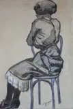Mujer En Una Silla by André Dignimont, carbonilla y color, offered Sep 2021