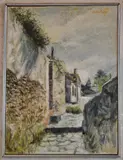 Calle Empedrada by Aldo Curto, óleo sobre hardboard, offered Sep 2021