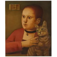MULHER COM O GATO by Reynaldo Fonseca, Óleo sobre tela, offered Aug 2026