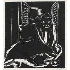 Gato e cobra by Manuel Messias dos Santos, XILOGRAVURA, offered Nov 2025