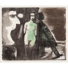 Oswaldo Goeldi, Solitário, Xilogravura aquarelada