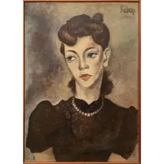 Moça com Colar de Pérolas by Carlos Scliar, ÓLEO SOBRE TELA, offered Jul 2025