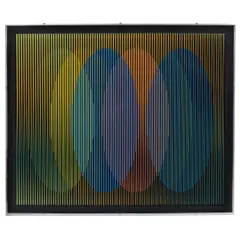 CHROMOINTERFERENCE. DA SÉRIE OVAL A3 by Carlos Cruz-Diez, Escultura cinética em madeira e acrílico, offered Dec 2023