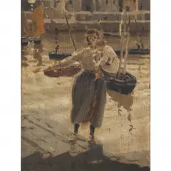 Enrique Martínez Cubells, LA PESCA DEL BOU, ÓLEO SOBRE TELA