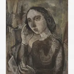 Lasar Segall, FIGURA COM QUADROS, 1949, Óleo sobre tela