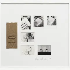 O PÃO NOSSO DE CADA DIA by Anna Bella Geiger, SEIS CARTÕES POSTAIS E SERIGRAFIA SOBRE SACO DE PAPEL MONTADO SOBRE CARTÃO, offered May 2021