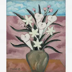 Fang, VASO DE FLORES, ÓLEO SOBRE TELA