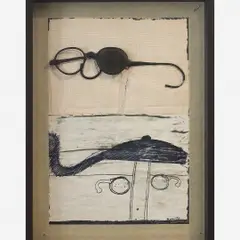 Untitled by Artur Barrio, CANETA HIDROGRÅFICA, FITA CREPE E OCULOS DE SOL SOBRE PAPEL, offered May 2021