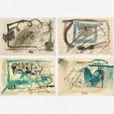 Artur Barrio, Conjunto de 4 desenhos, Aquarela e nanquim sobre papel milimetrado