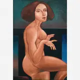 João Câmara, História de manequins – A modelo alemã, Óleo sobre tela colada em placa