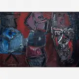 Iberê Camargo, Eu carretéis e dados, Óleo sobre tela