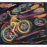 Rubens Gerchman, Bicicleta e Aurora, Óleo sobre tela
