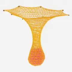 Corpo Gota Amarelo Rosa em Busca do Infinito, 2011 by Ernesto Neto, Crochet de polipropileno, corda, bolas de polipropileno e madeira, offered May 2017