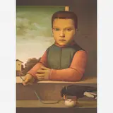 Menina com Pássaro Preto Preso no Dedo com Corrente by Reynaldo Fonseca, Óleo sobre placa, offered Dec 2016